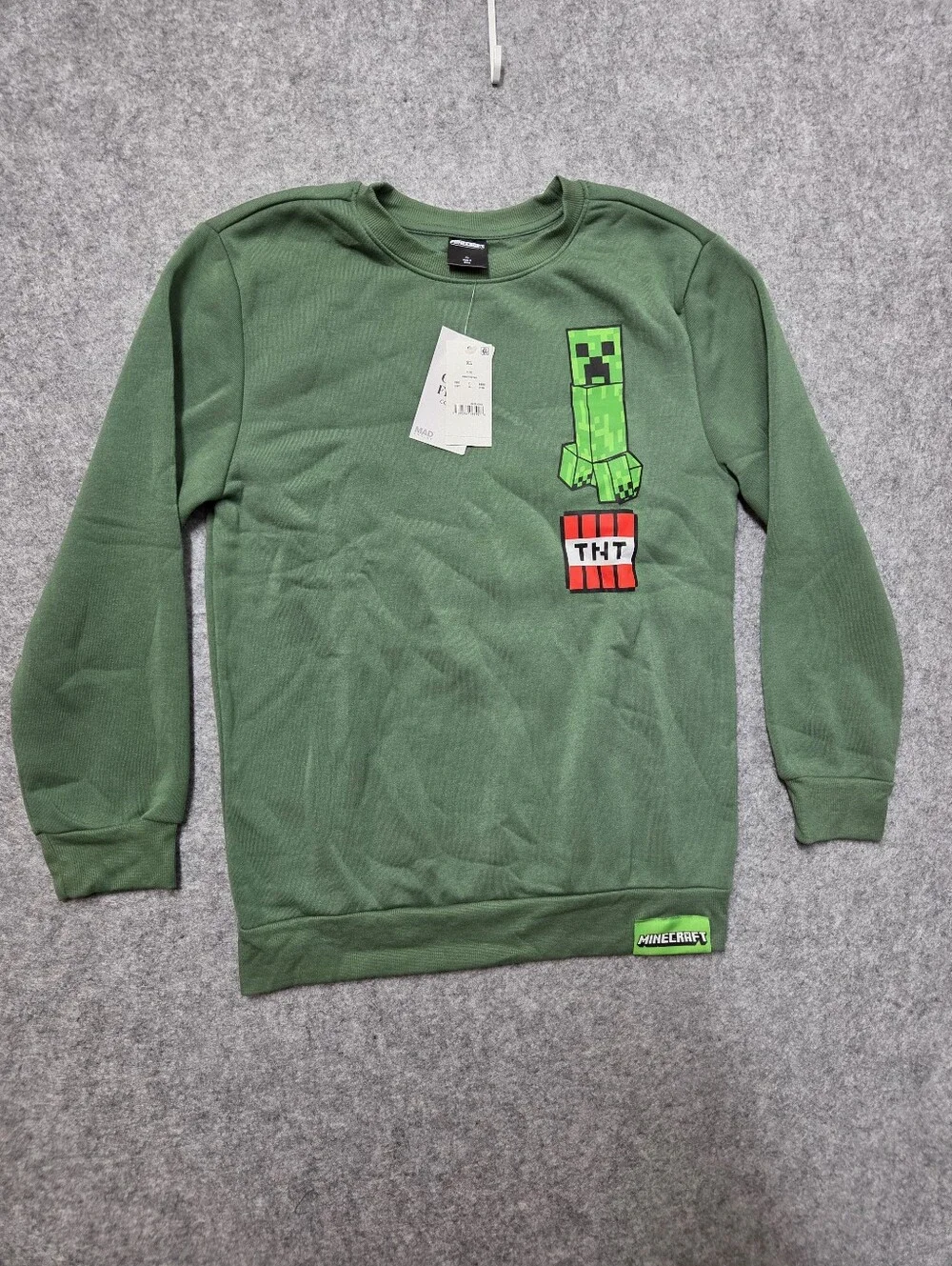 Minecraft Boys' Green Creeper Crewneck Sweater XL Nwt